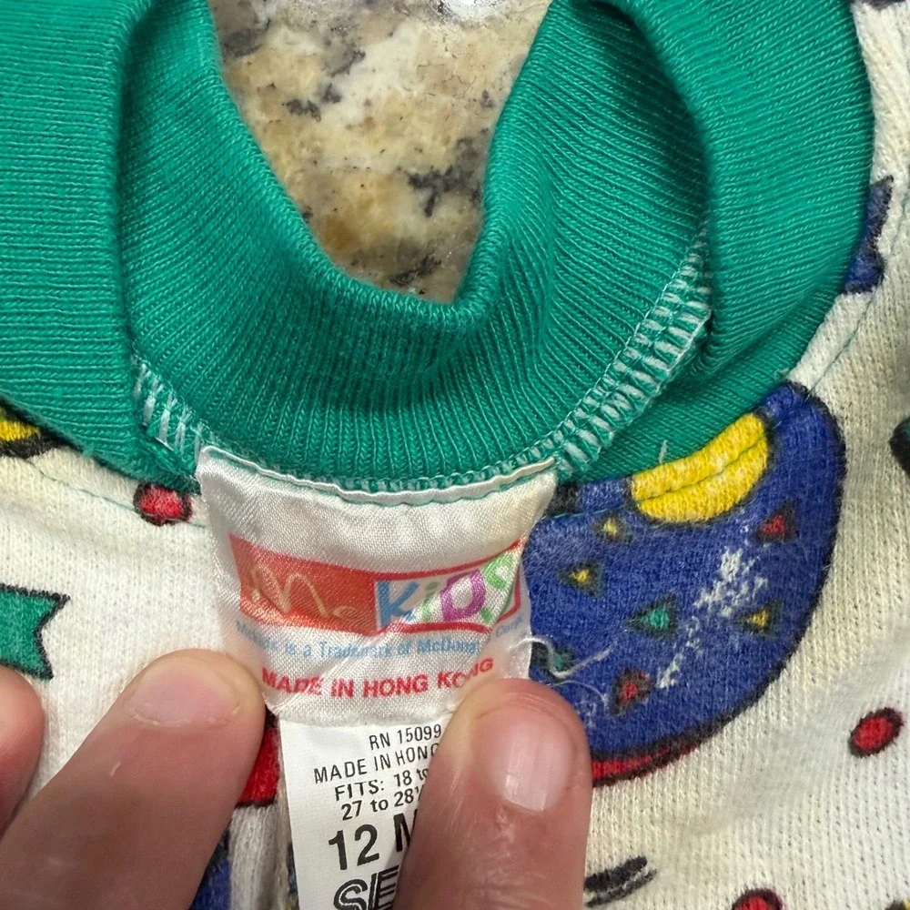 Vintage McKids Sears Baby Boys 12M Romper Green Sports Football Helmet 90s